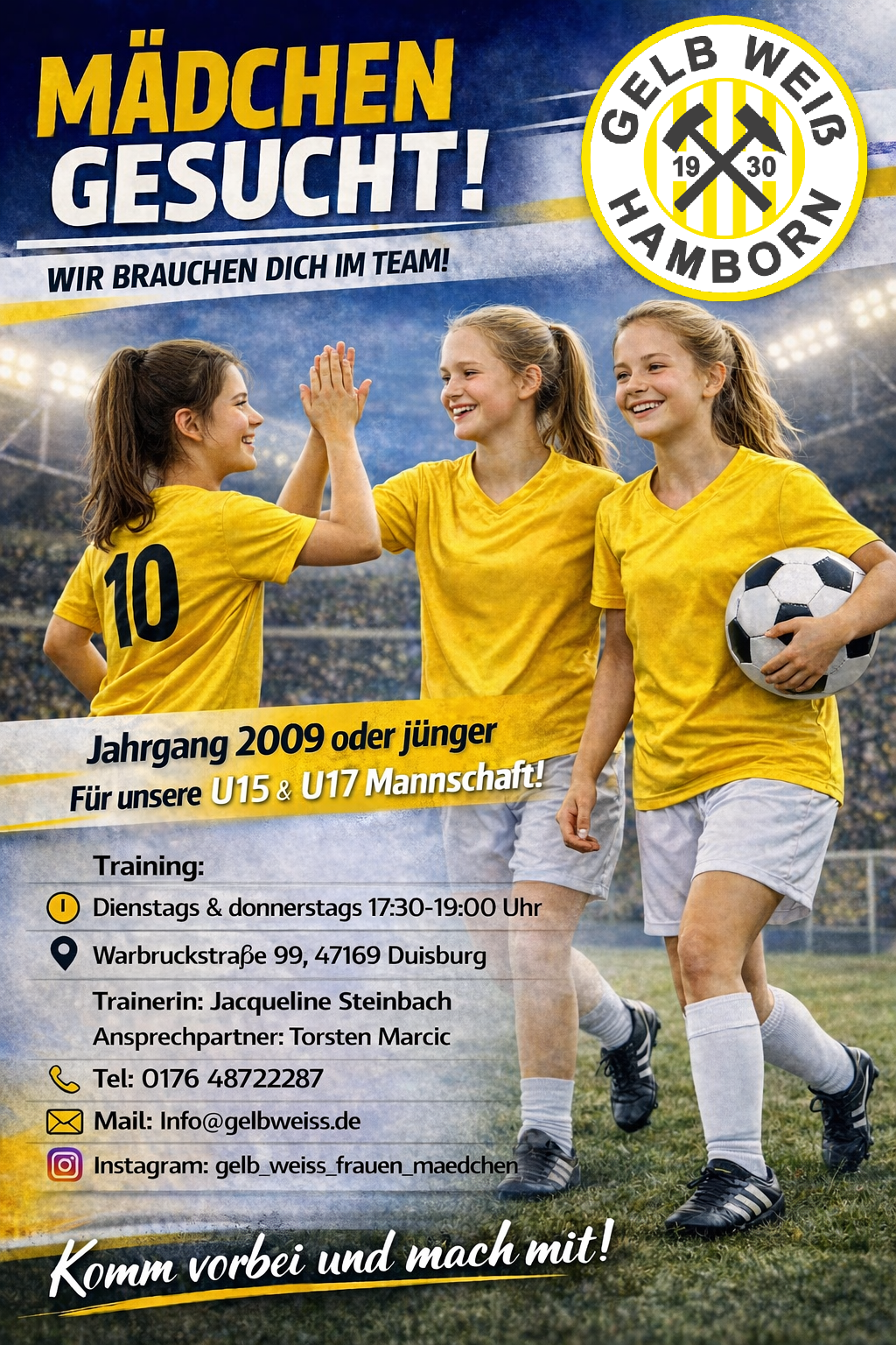 Mädchen Gesucht für U-15/U-17 Mannschaft