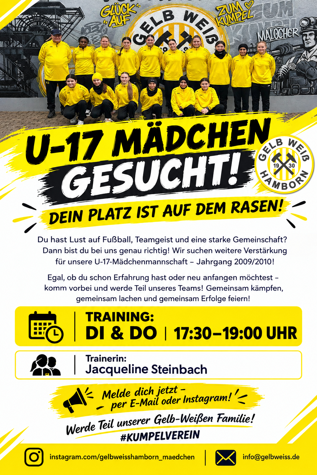 U-17 Mädchenmannschaft sucht…
